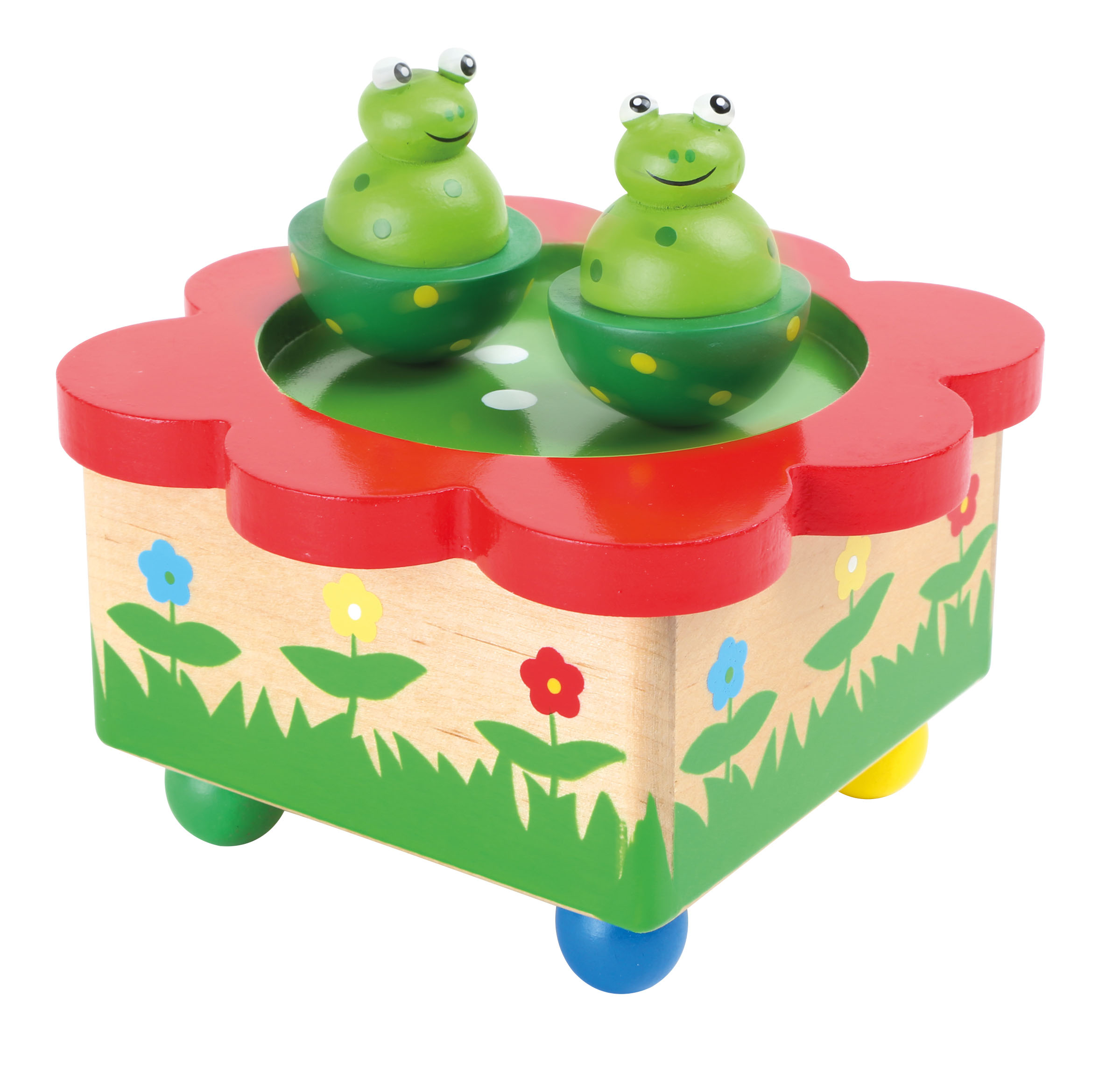 Spieluhr aus Holz "Froschteich"