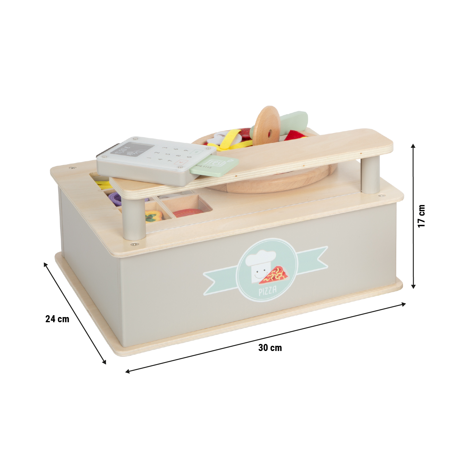 Pizzeria-Set Größenvergleich Skizze