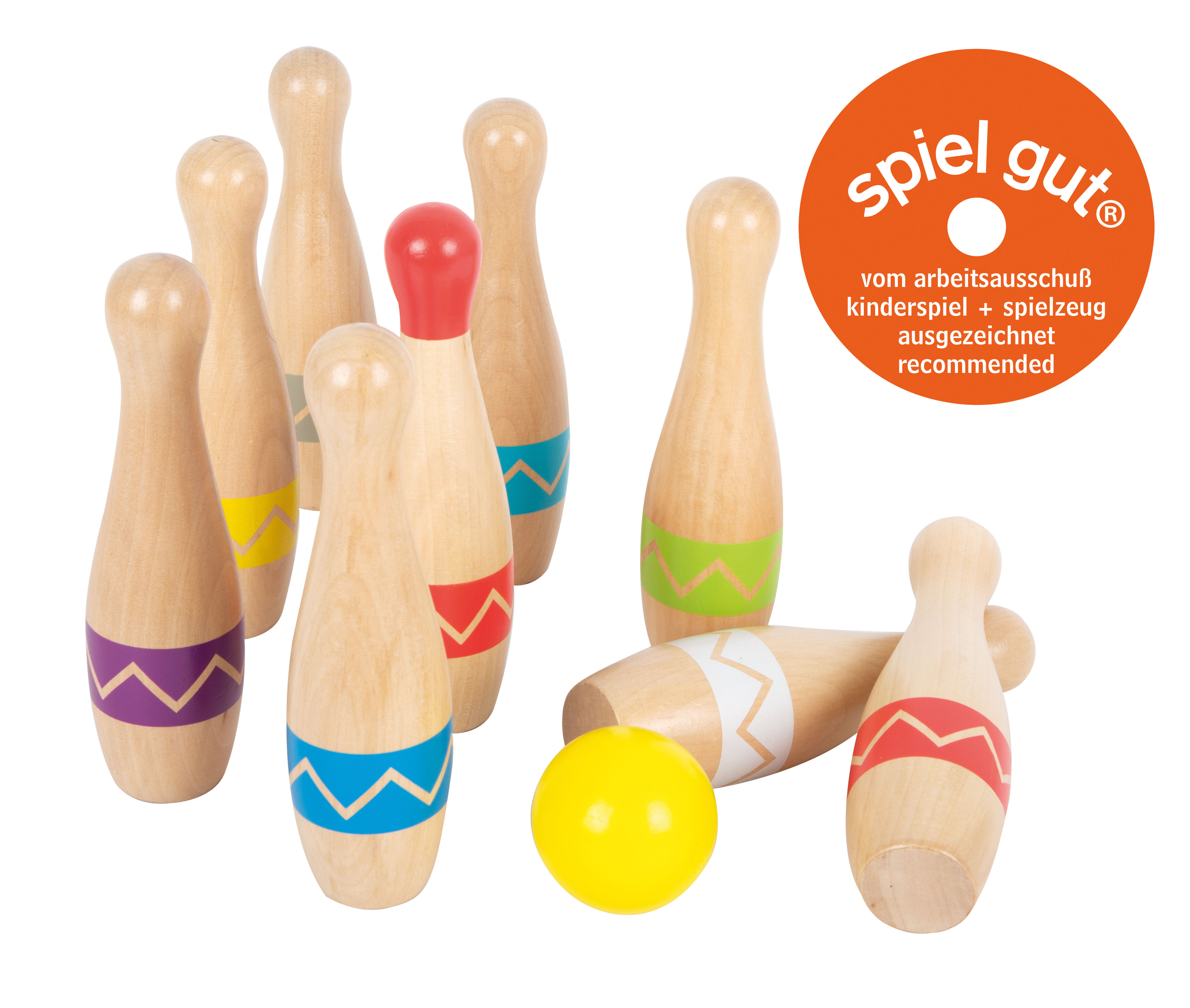 Holz-Kegelspiel mit spiel gut-Siegel
