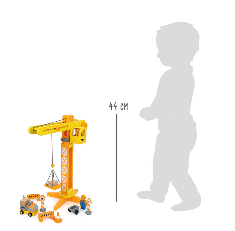 Baukran mit Baustellenzubehör für Kinder
