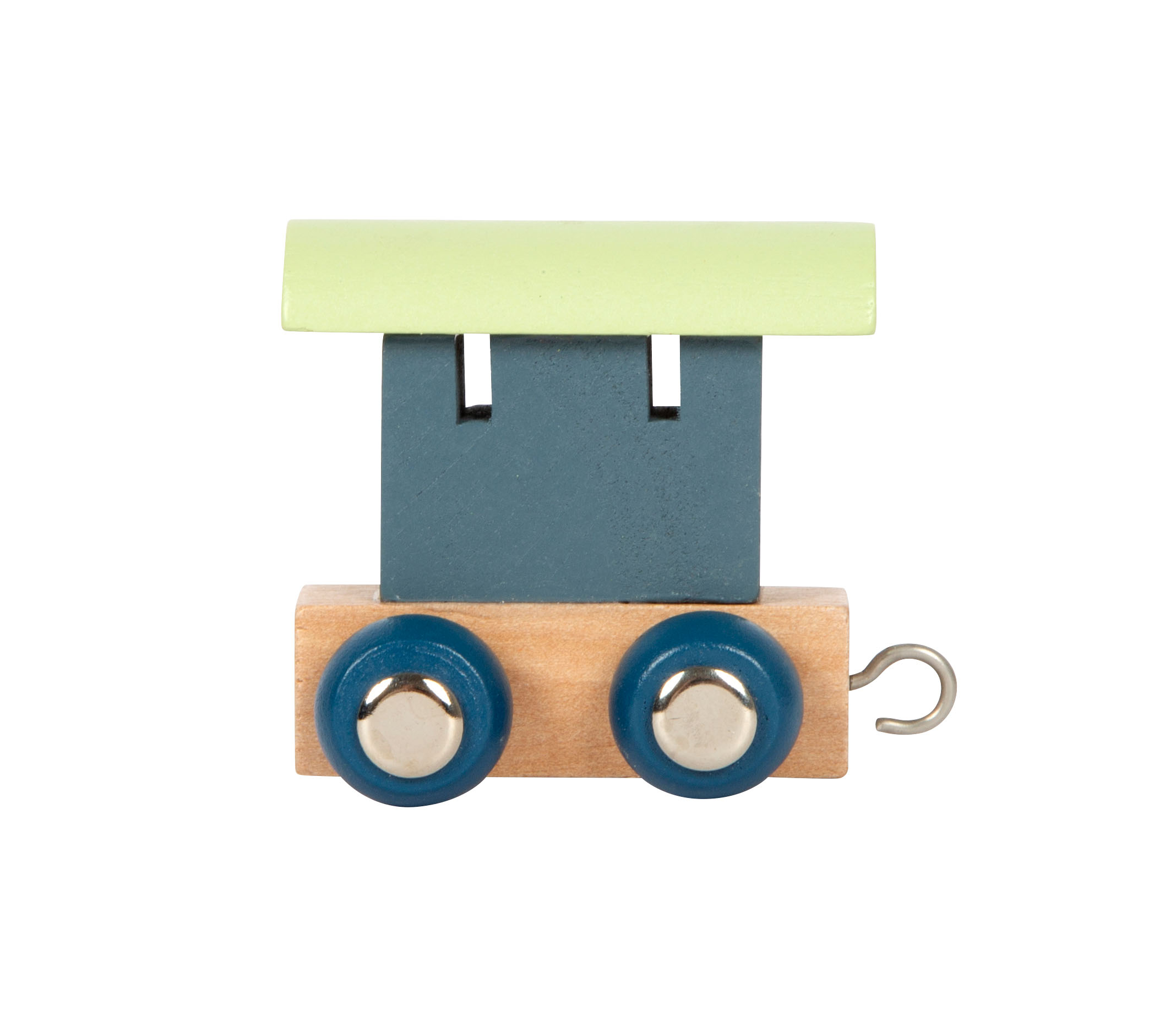 Blau-grüner Buchstabenzug Waggon aus Holz