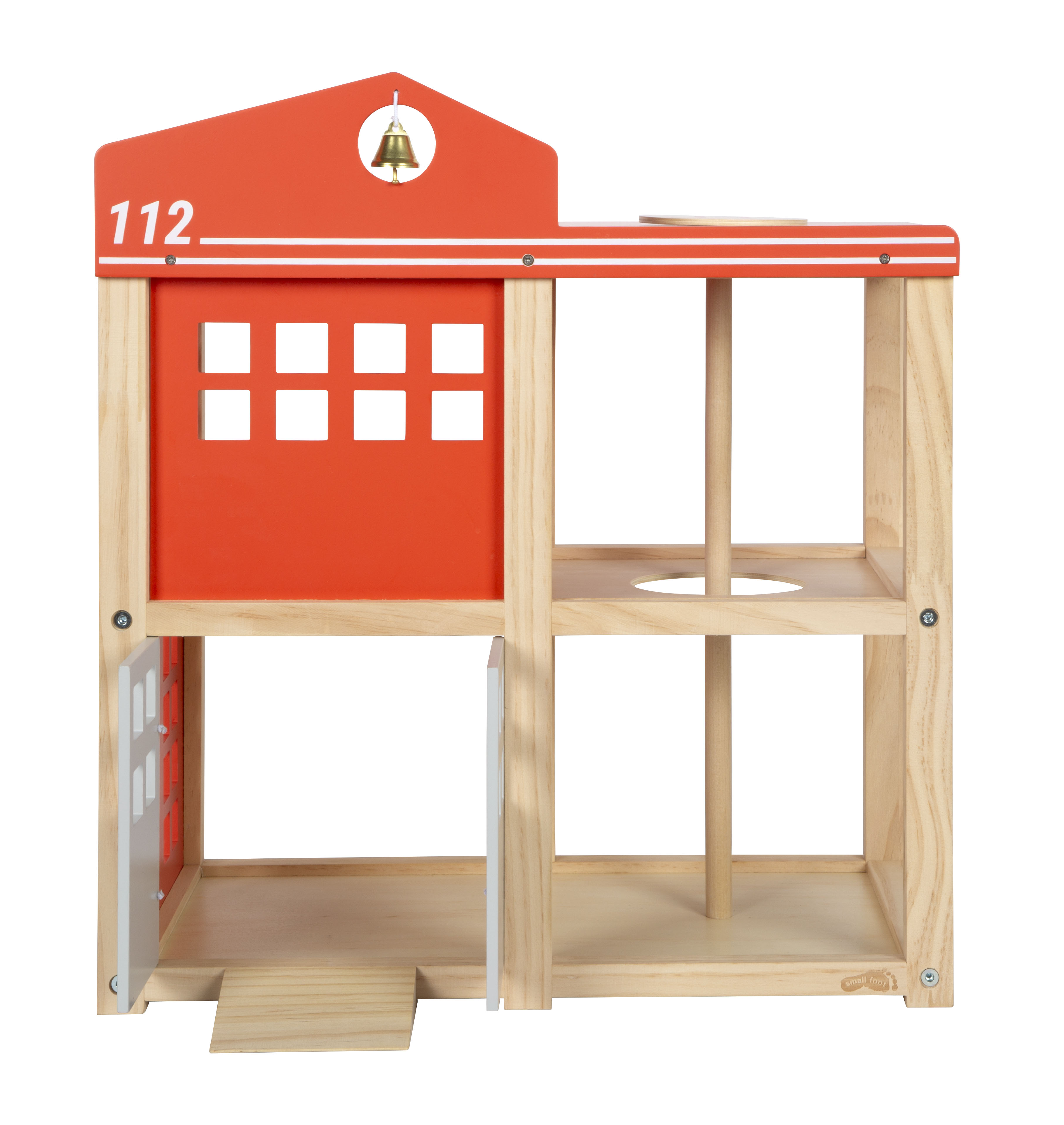 Feuerwehrwache frontal, Obergeschoss geöffnet