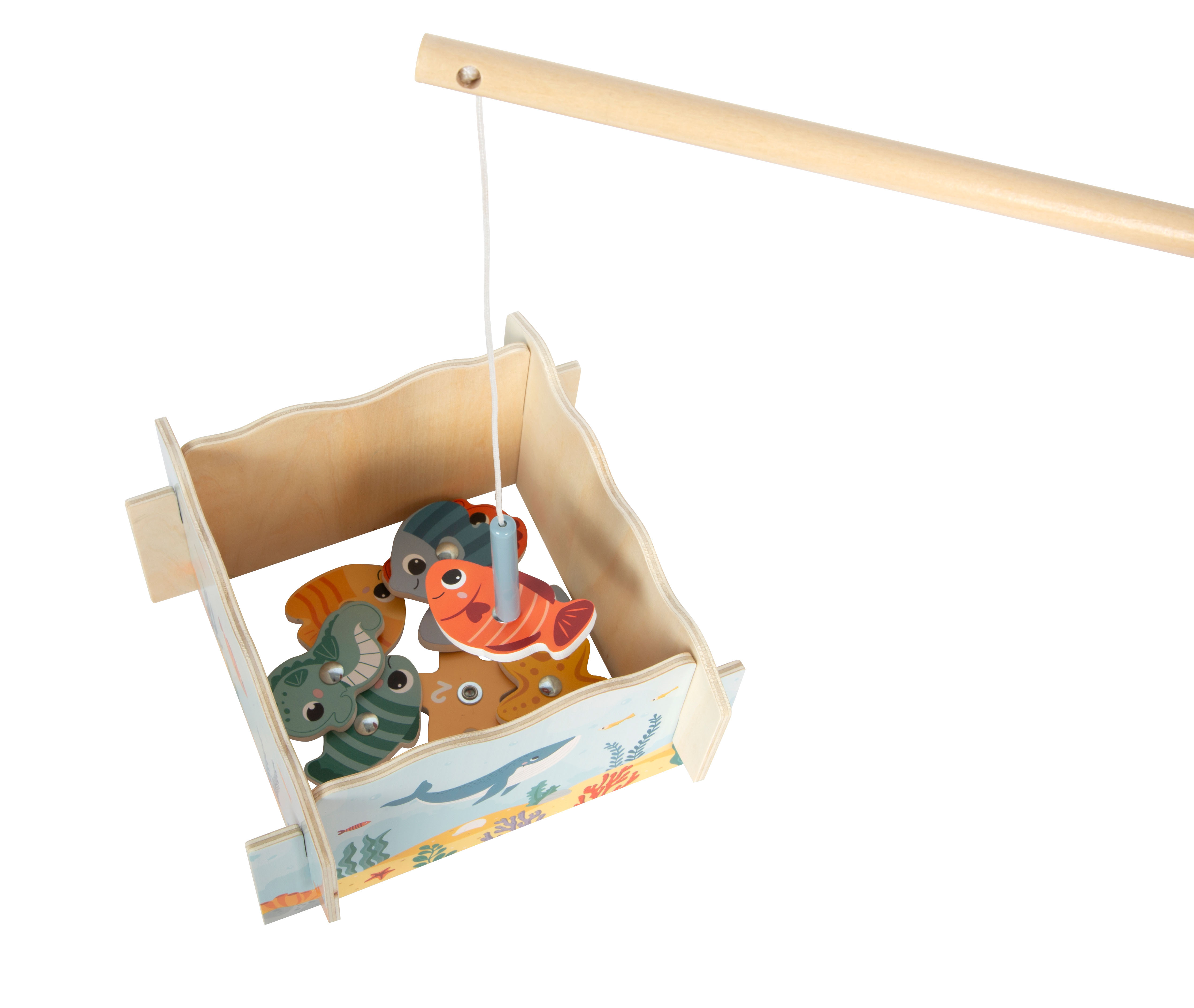 Angelspiel aus Holz mit Angel und Fischen
