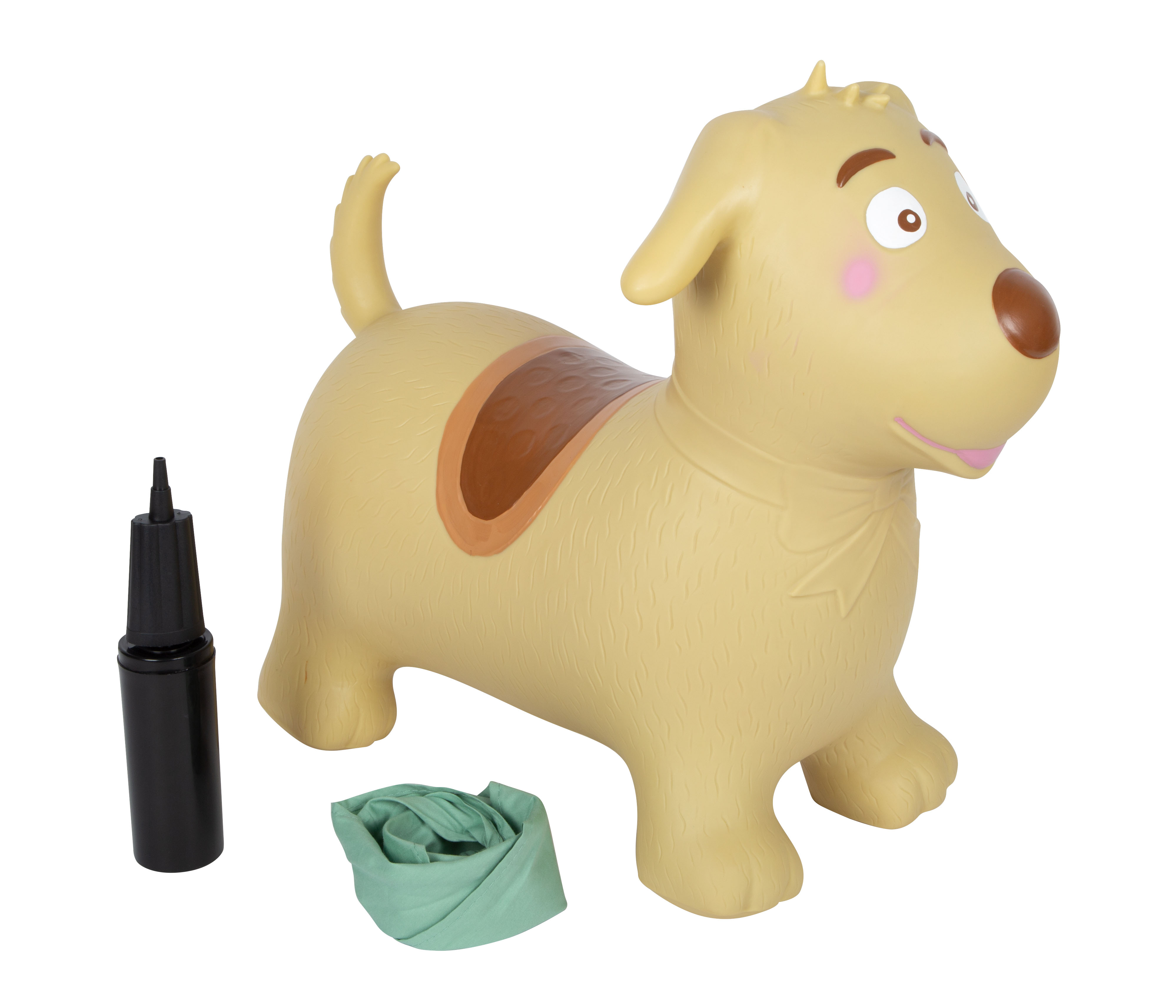 Hüpf-Hund mit abnehmbarem Halstuch und Luftpumpe