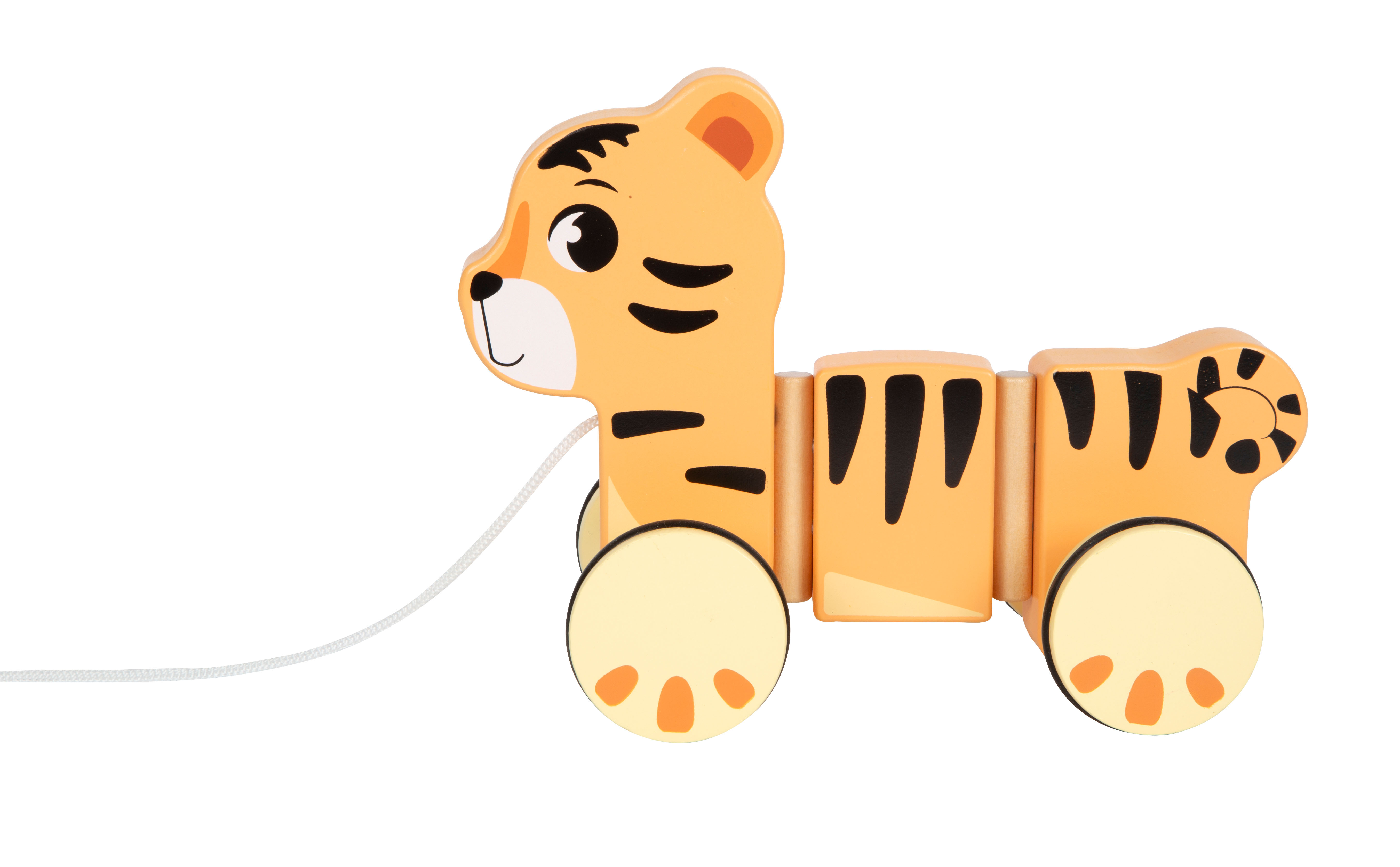 Zieh-Tiger auf Rollen zu Nachziehen für Kinder