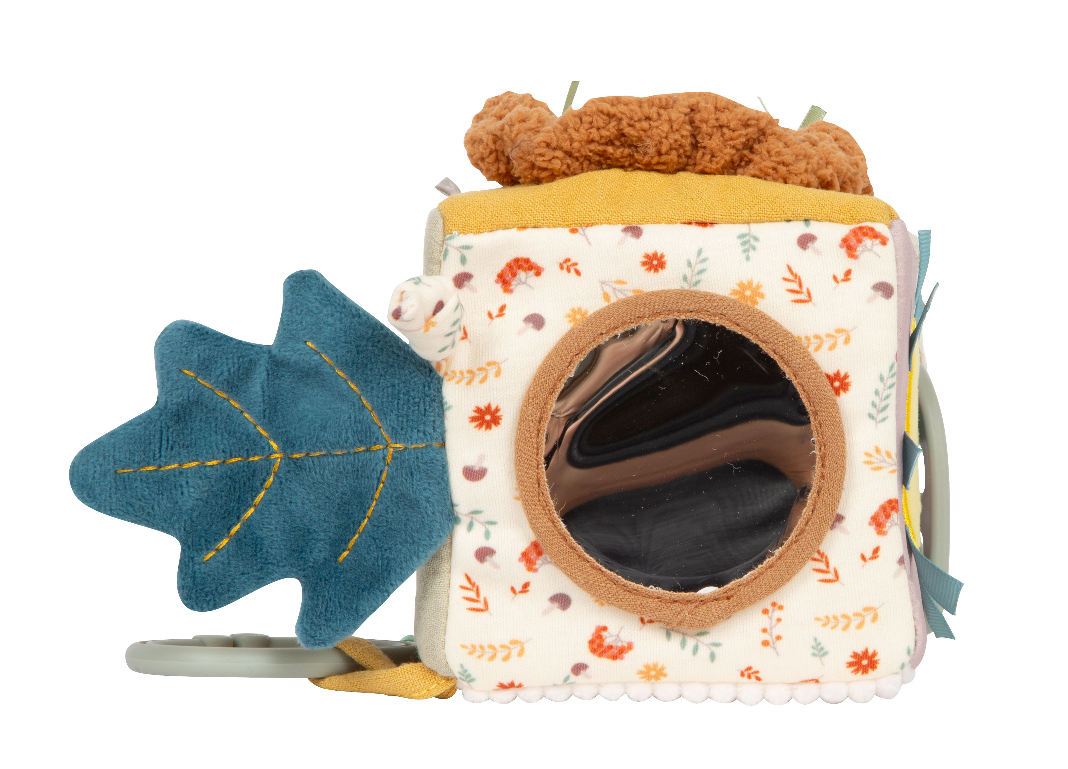 Babyspielzeug Spielwürfel aus Stoff Little Lion mit Blatt Spiegel