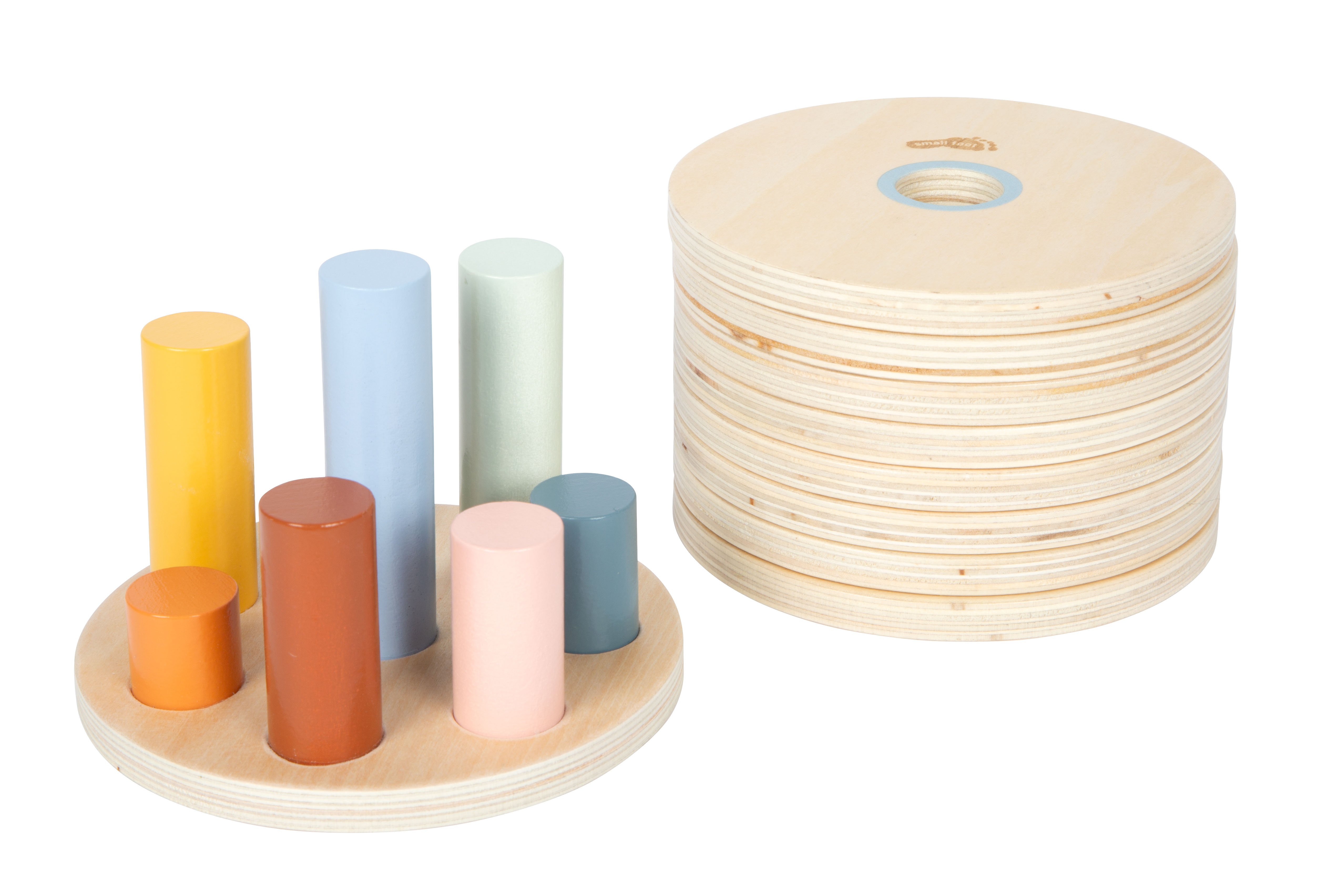 Montessori-Lernspiel Logisteck mit farbigen Zylindern