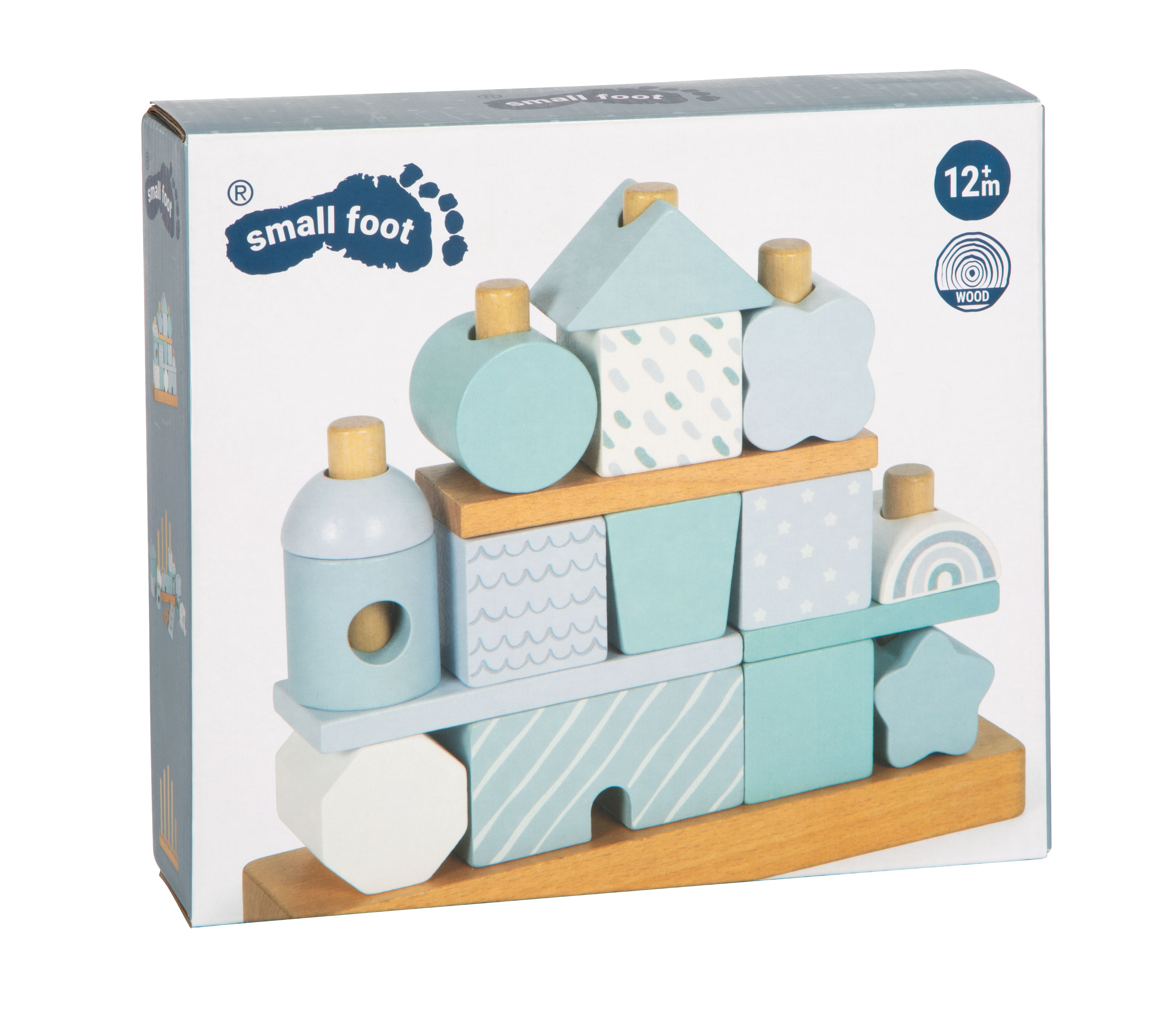 Stapelhaus blau Verpackung