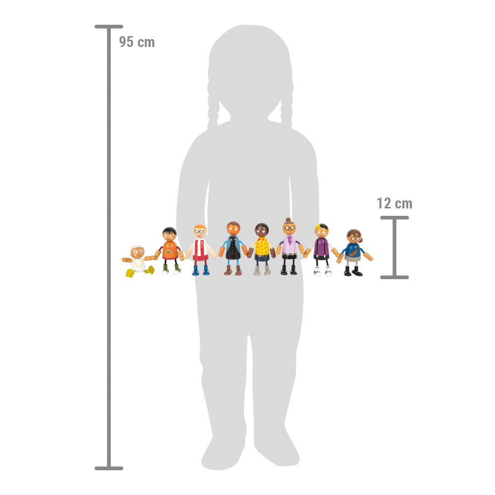 Biegepuppen-Familie mit Baby für Kinder