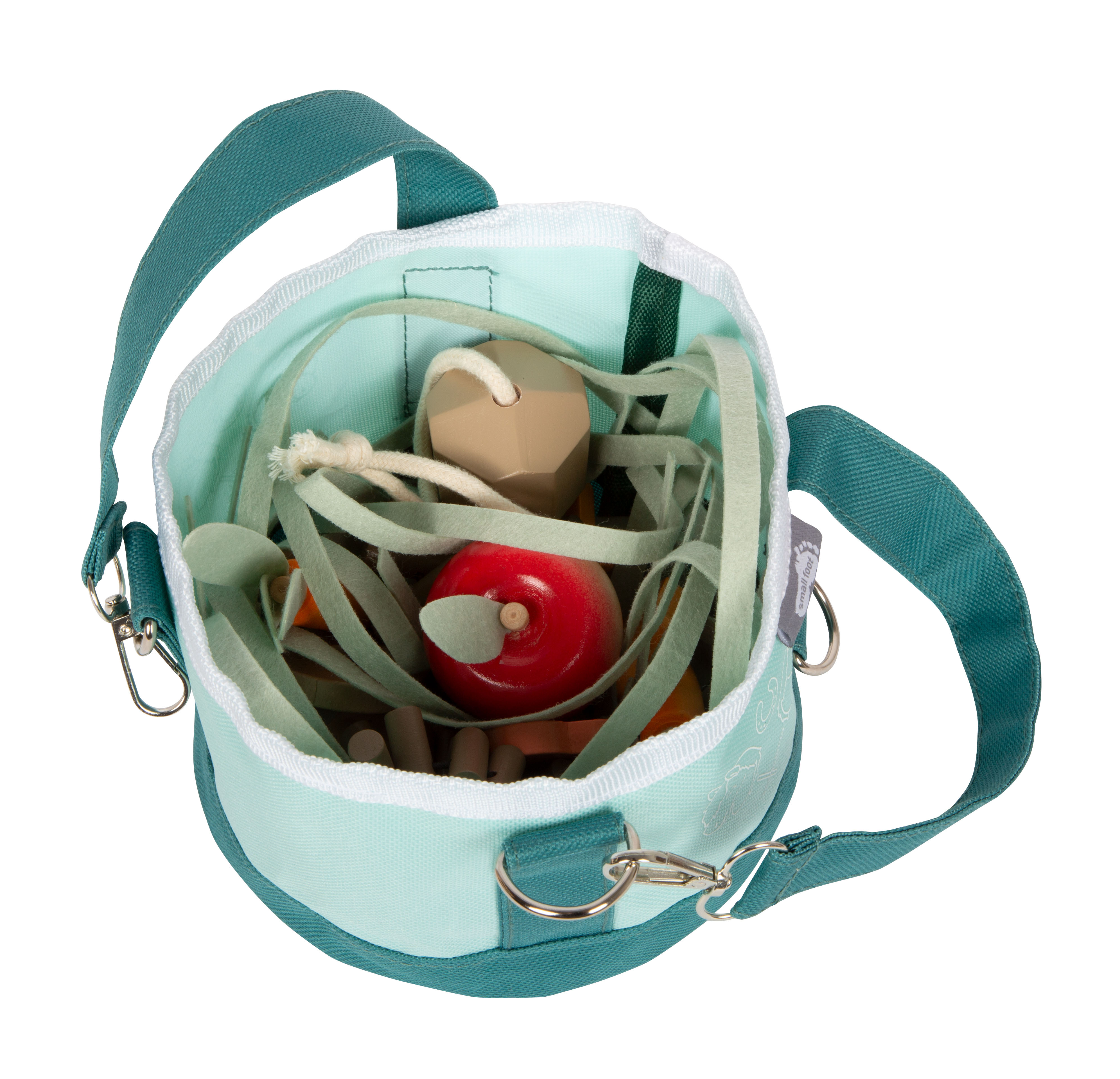 Pferdefutter-Set für Spielpferde in grüner Tasche