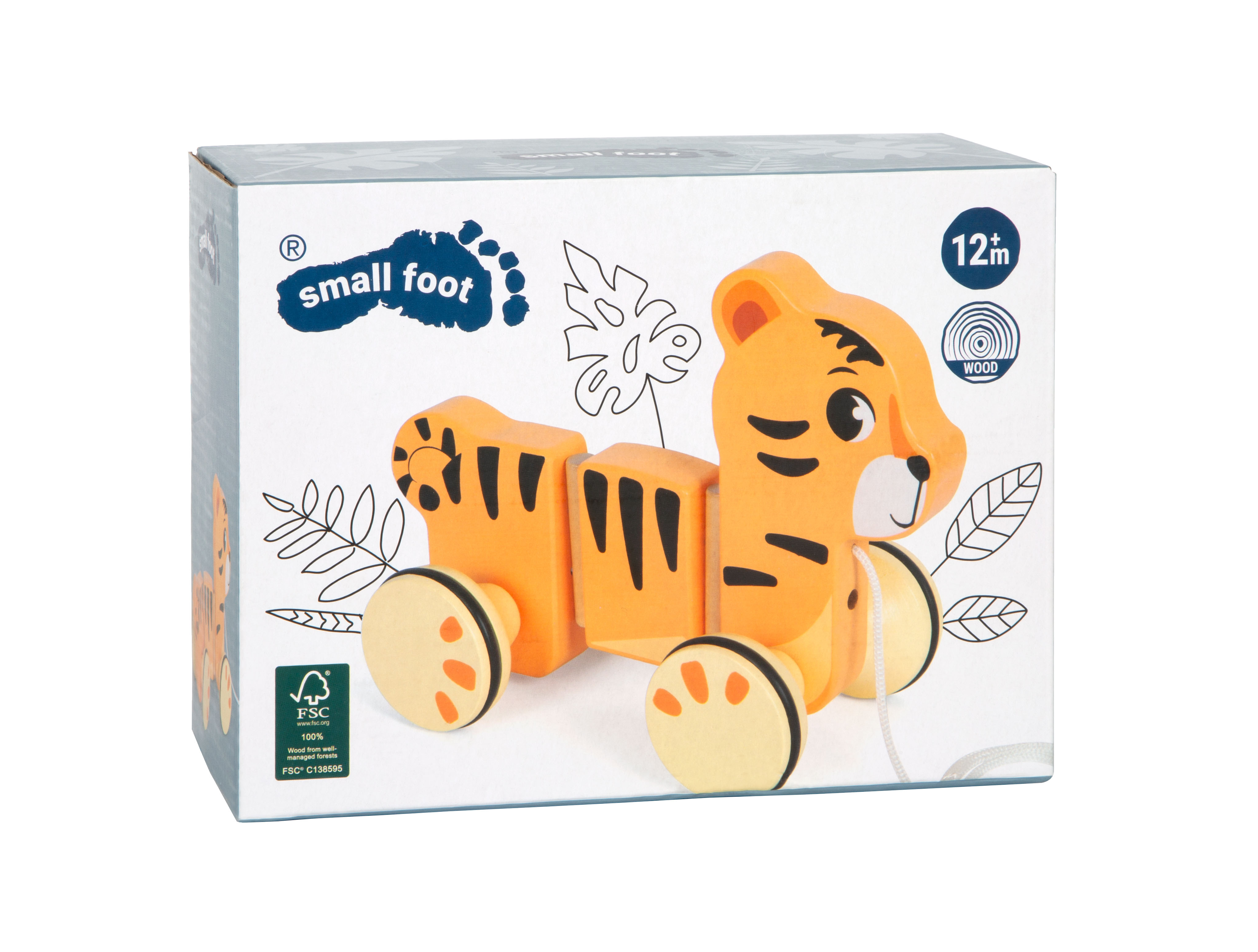 Verpackung vom Nachzieh-Tiger auf Rollen