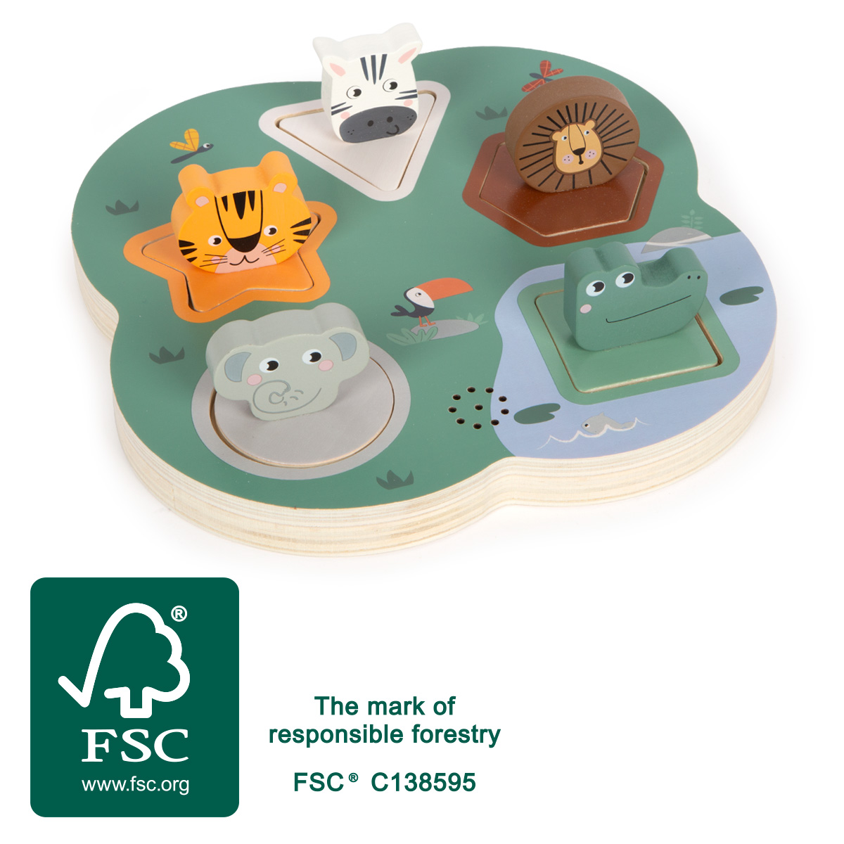 Safari 3d Holzpuzzle mit Tiersound und FSC Zertifikat