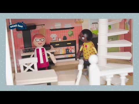 Maison de poupée avec terrasse au toit